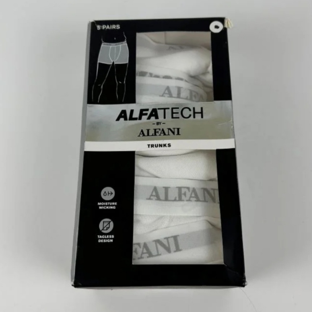 Alfani Men's Alfatech White Tagless Boxer Trunks - 5 Pack Size XL NIB BT-3115